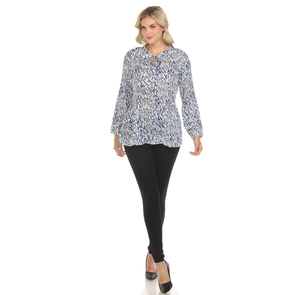 Women's Printed Peasant Chiffon Blouse - Picture 5 of 6